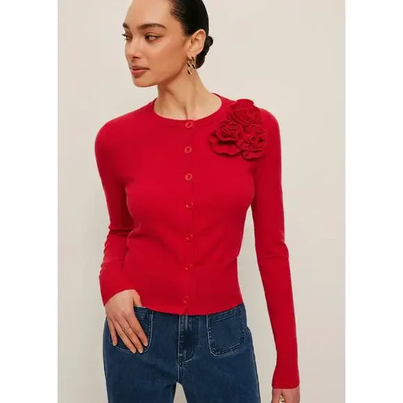 3D Floral Accent Cardigan - Picture 3 of 6